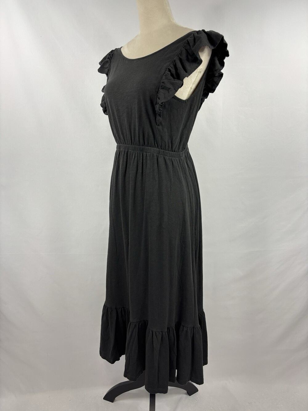 BA&SH Tank Maxi Dress Black Small V-back Ruffle